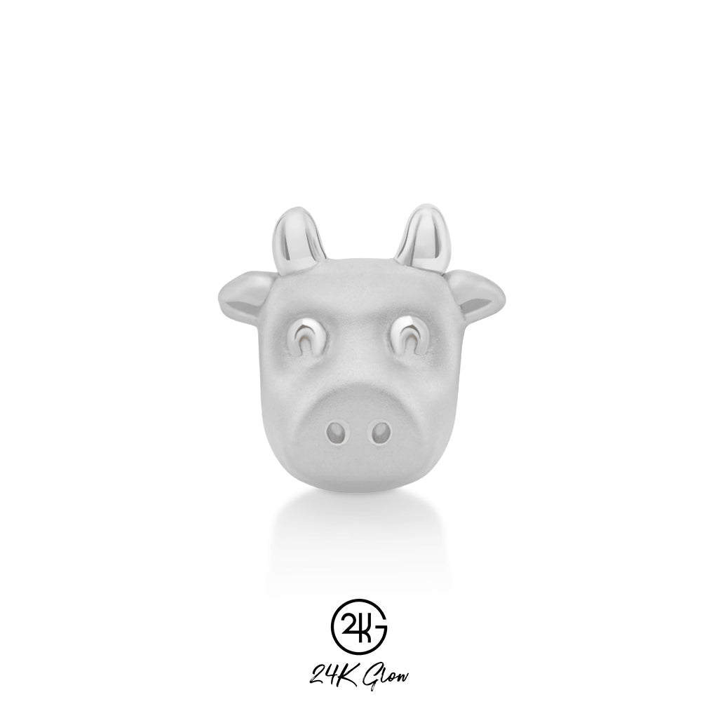 ชาร์มเงินชุบทองคำขาว วัวนักษัตร