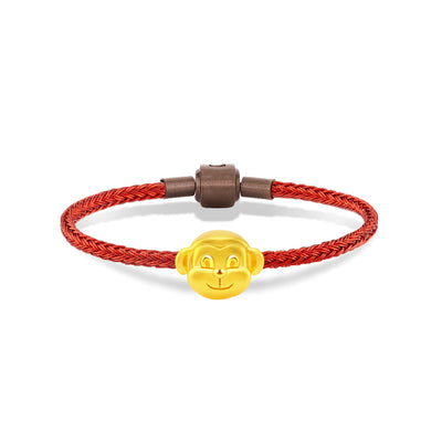 จิวเวลรี่ทอง ชาร์มทอง ลิงนักษัตร ปีวอก ปีนักษัตรจีน ด้านข้าง สร้อยข้อมือสีแดง Pandora ทองแท้ ทอง999 ทอง24K