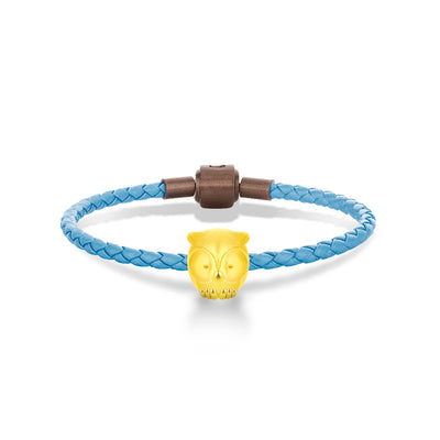 จิวเวลรี่ทอง ชาร์มทอง นกฮูก สร้อยข้อมือสีฟ้า Pandora ทองแท้ ทอง999 ทอง24K