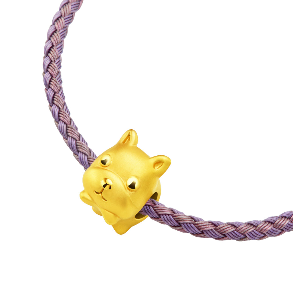 จิวเวลรี่ทอง ชาร์มทอง น้องหมา ด้านข้าง สร้อยข้อมือสีม่วง สัตว์น่ารัก Pandora ทองแท้ ทอง999 ทอง24K