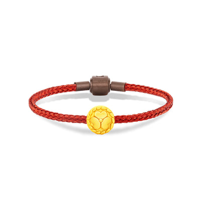 จิวเวลรี่ทอง ชาร์มทอง กลีบดอกไม้หัวใจ สร้อยข้อมือสีแดง Pandora ทองแท้ ทอง999 ทอง24K