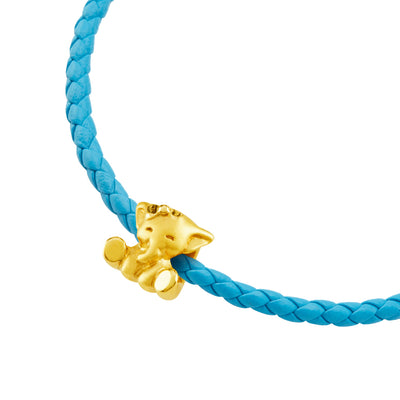 จิวเวลรี่ ชาร์มทอง น้องช้างผูกโบว์ ด้านข้าง กำไลข้อมือสีฟ้า สัตว์น่ารัก Pandora ทองแท้ ทอง999 ทอง24K