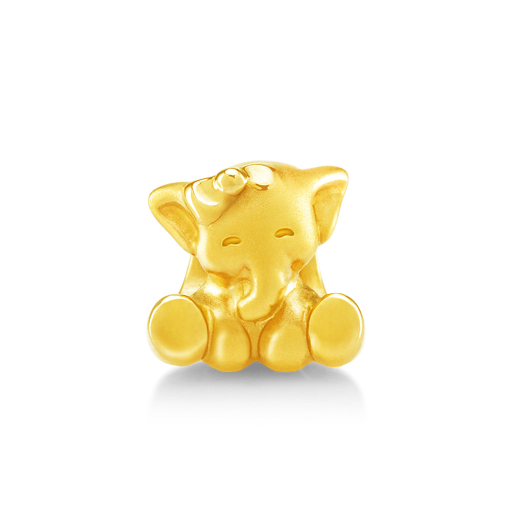 จิวเวลรี่ ชาร์มทอง น้องช้างผูกโบว์ ด้านหน้า สัตว์น่ารัก Pandora ทองแท้ ทอง999 ทอง24K