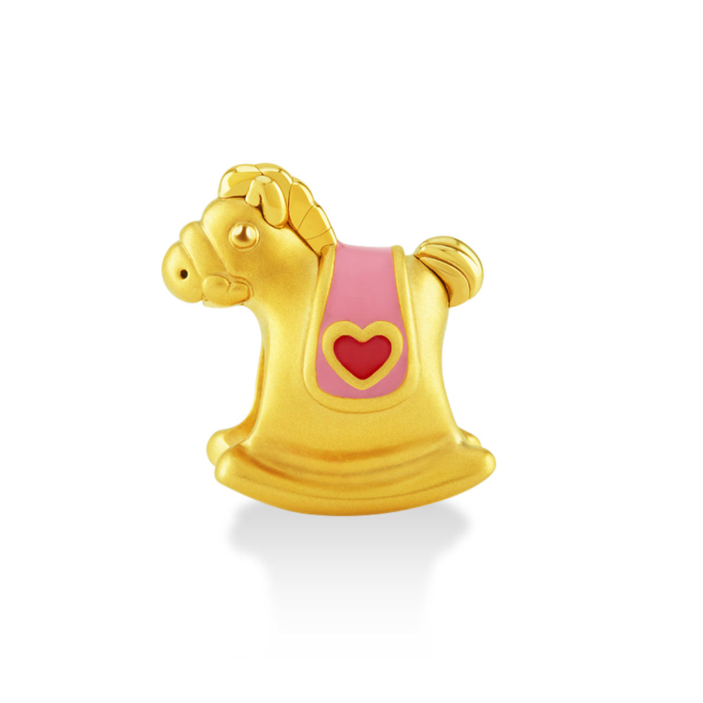 จิวเวลรี่ทอง ชาร์มทอง ม้าโยก ด้านข้าง สีอีนาเมล หัวใจ สัตว์น่ารัก Pandora ทองแท้ ทอง999 ทอง24K