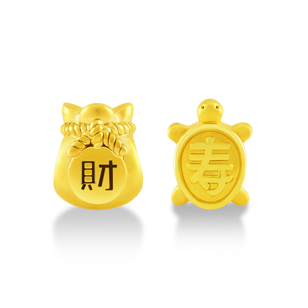 เซ็ทของขวัญ ชาร์มทองเต่าอายุยืน และ ชาร์มทองถุงเงิน