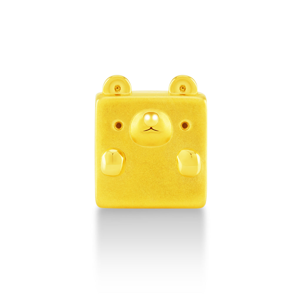 จิวเวลรี่ทอง ชาร์มทอง น้องตุ๊กตาหมี(เหลี่ยม) ด้านหน้า Pandora ทองแท้ ทอง999 ทอง24K